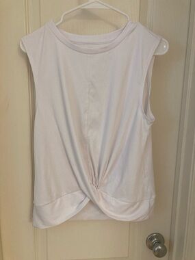 Women’s White Twist-Front Sleeveless Top